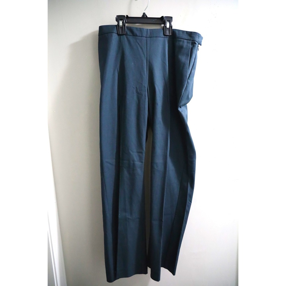 EILEEN FISHER Tailored Trousers Pants GREEN Straight Leg Side Zip Size 6